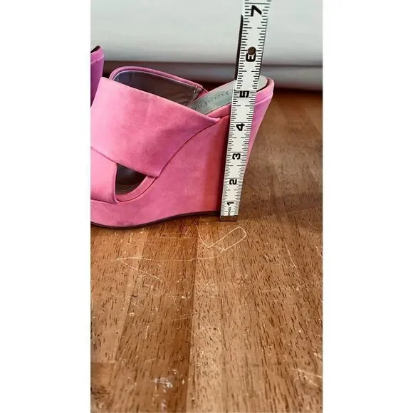 Charles by Charles David Pink Alternative Wedge Ultra High Sandals SZ 6 - Picture 4 of 9